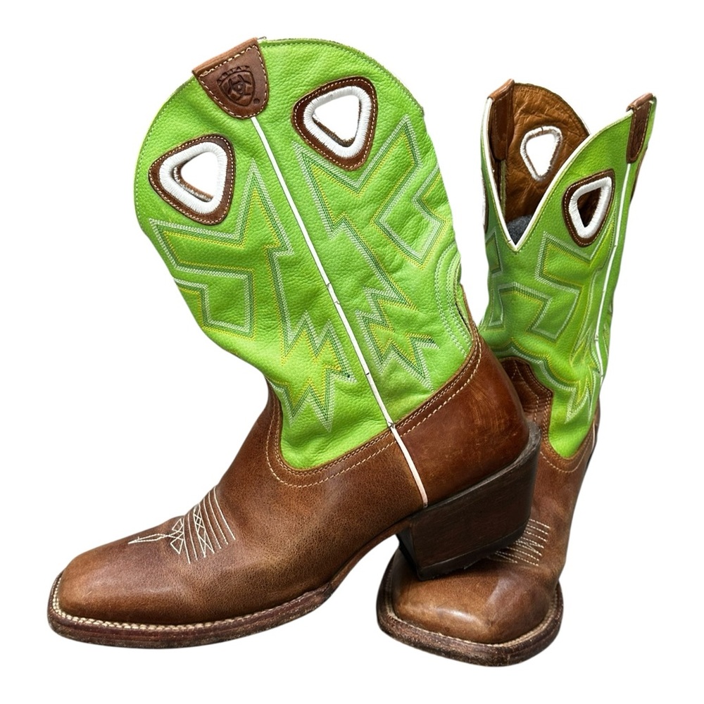 Ariat Lime Green & Brown Boots - Mens Size 11D